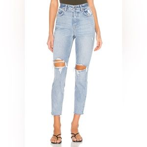 GRLFRND Super High Rise Karolina Jeans Over the Moon Light Wash Distressed Sz 24